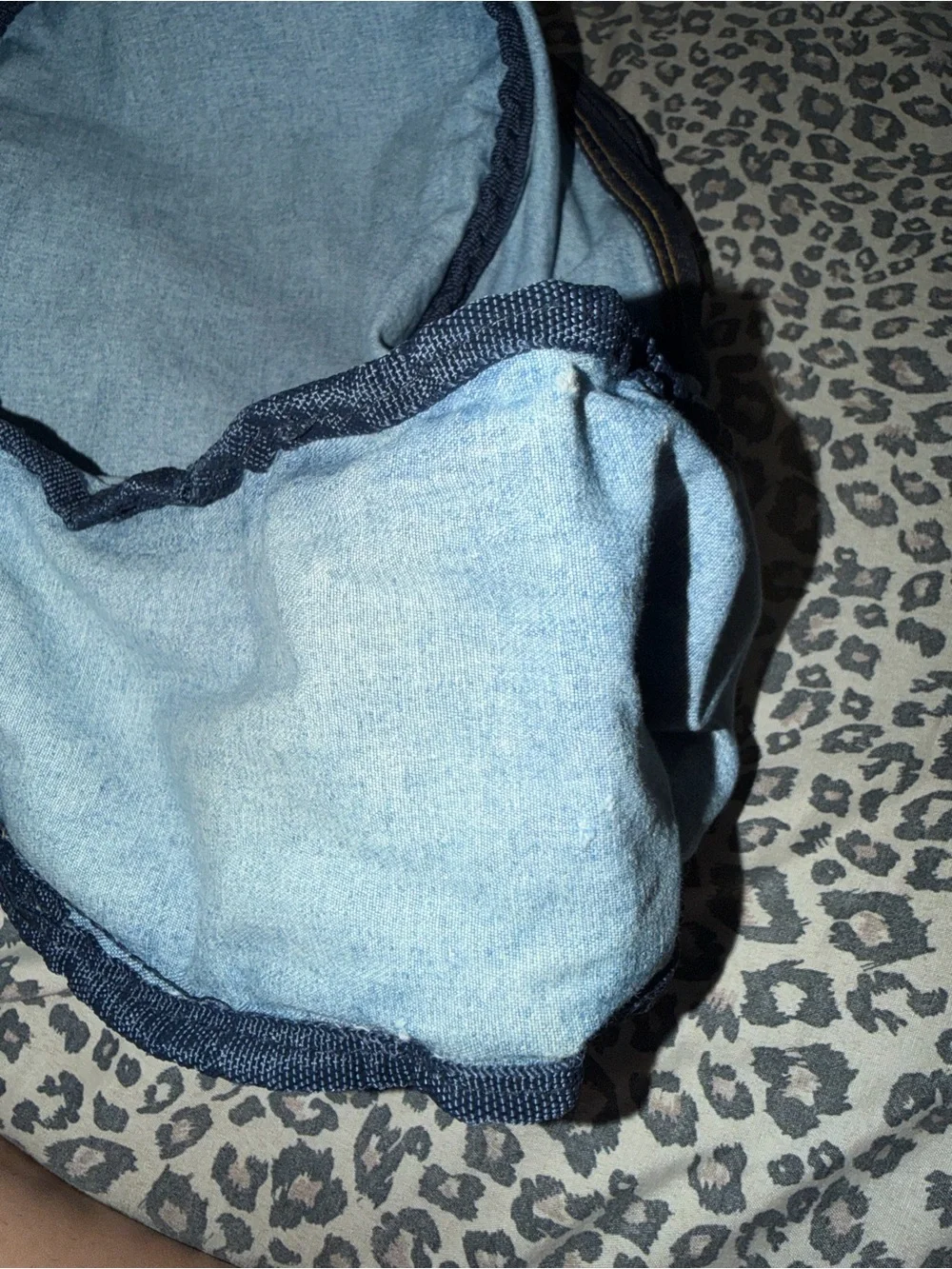 Disney Light Blue Denim Backpack with Mickey, Donald, Goofy & Pluto Patch